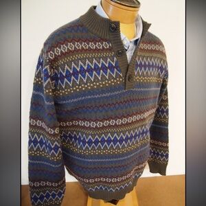 Peter Millar Men's Blue and Brown Patterned  NWT Sweater
